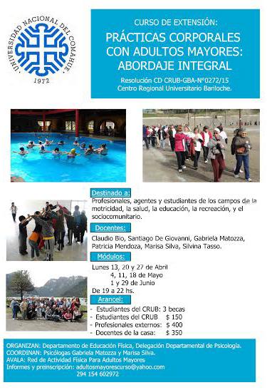 Comienza curso sobre pr&aacute;cticas corporales con adultos mayores en la UNCo Bariloche