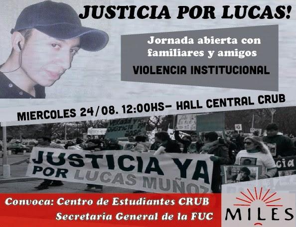 Jornada sobre Violencia Institucional, caso Lucas Mu&ntilde;oz. Organizado por el CE de UNCo Bariloche