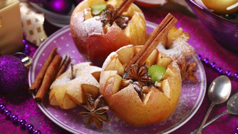 Navidad sin Gluten - Manzanas asadas rellenas de nueces y pasas