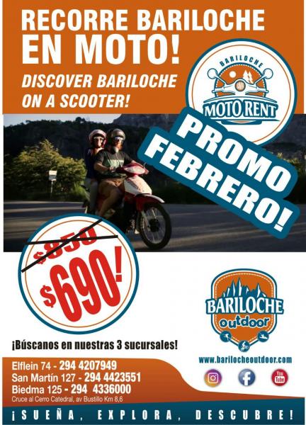 Alquiler de moto en Bariloche por solo $ 690 por d&iacute;a