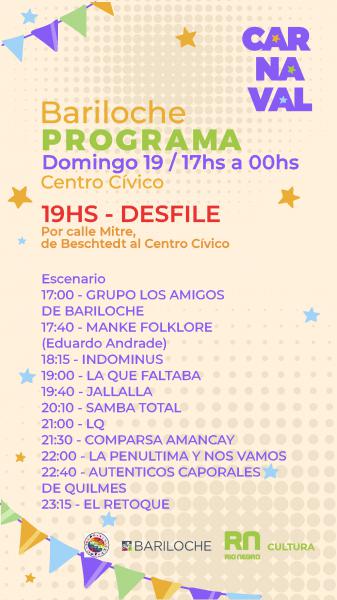 Programa Carnaval de Bariloche Domingo 19