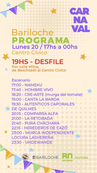 Programa Carnaval de Bariloche Lunes 20