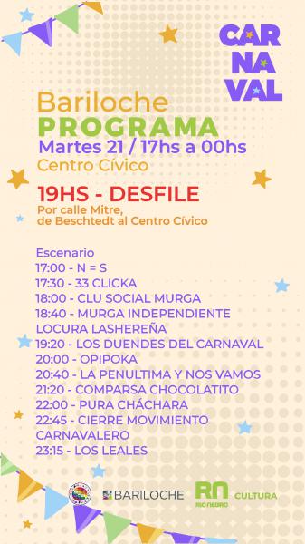 Programa Carnaval de Bariloche Martes 21