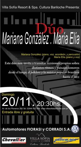 D&uacute;o Mariana Gonz&aacute;les. Mar&iacute;a El&iacute;a