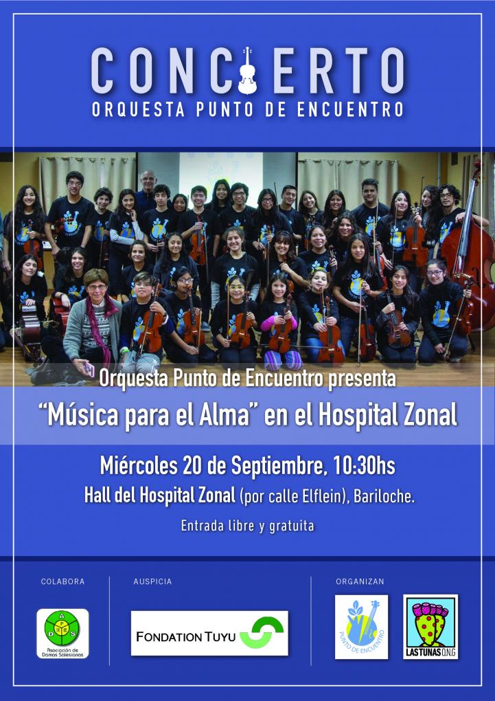 La Orquesta Infantil y Juvenil Punto de Encuentro en el hall del Hospital Zonal 