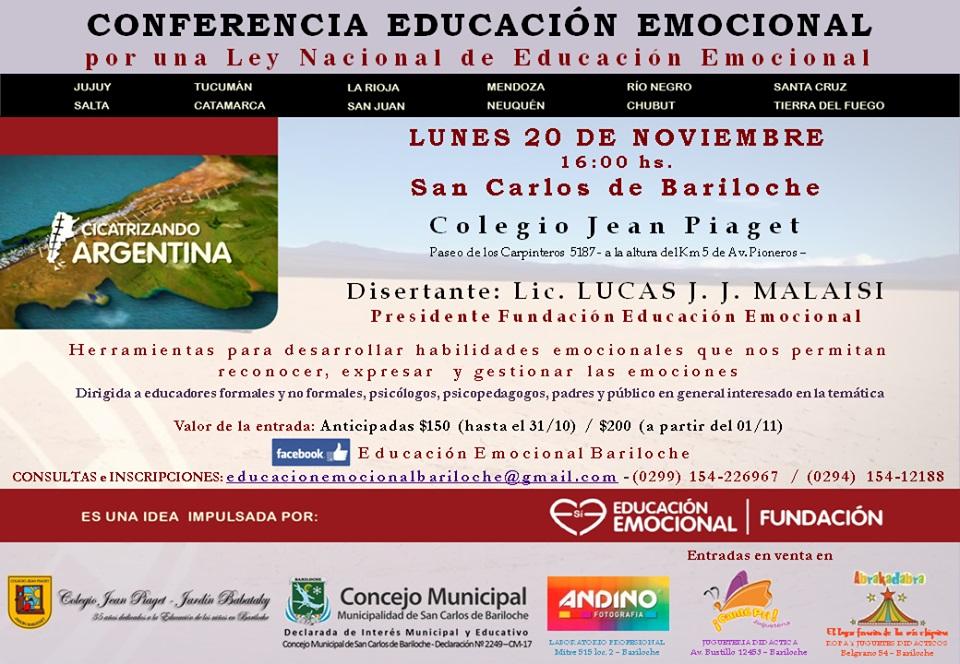 CONFERENCIA SOBRE EDUCACI&Oacute;N EMOCIONAL EN BARILOCHE