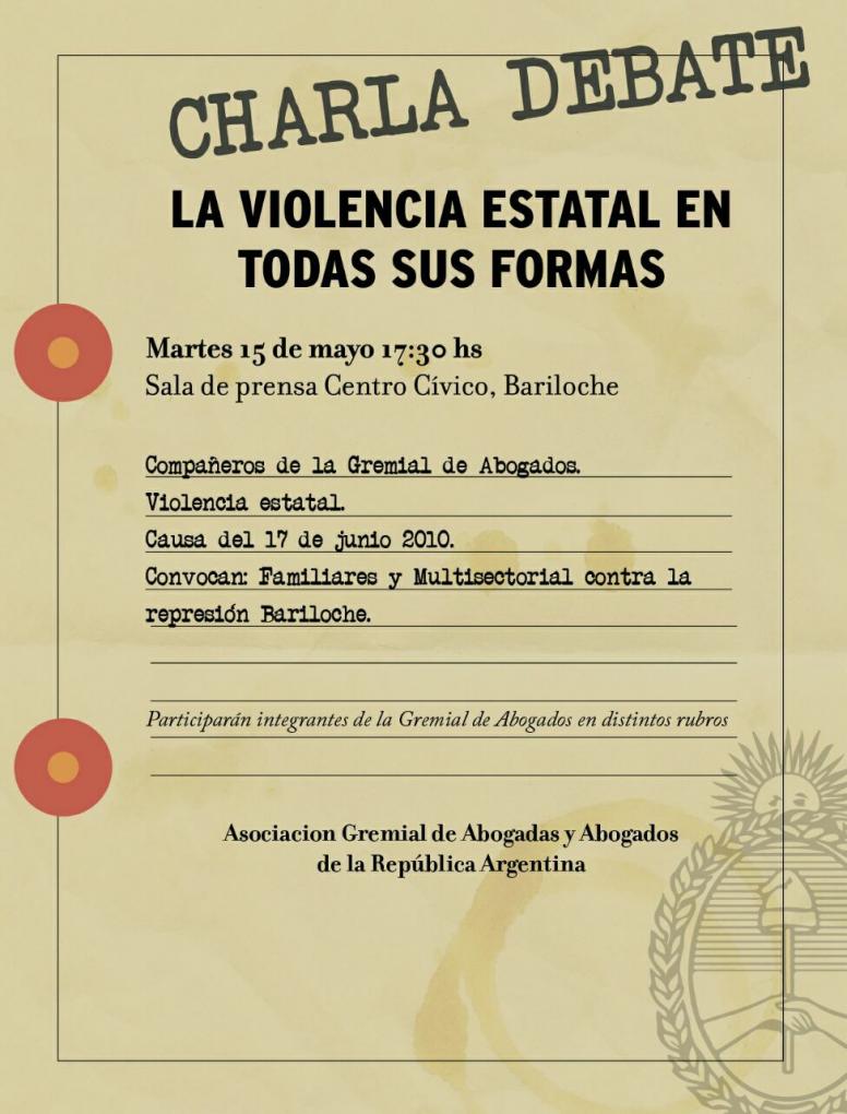 Charla-debate: Violencia estatal en todas sus formas, causa 17 de junio