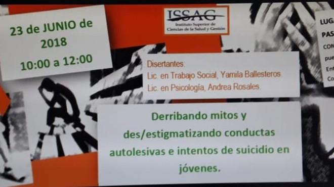 Charla 'Derribando mitos y desestigmatizando conductas autolesivas e intentos de suicido en j&oacute;venes'