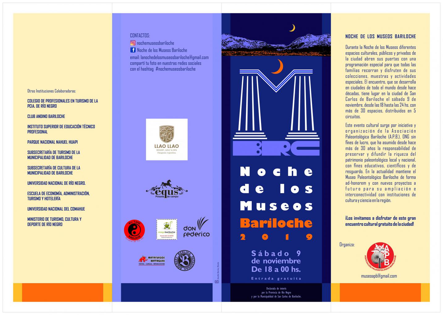 Noche de los Museos Bariloche 2019 - Cronograma completo