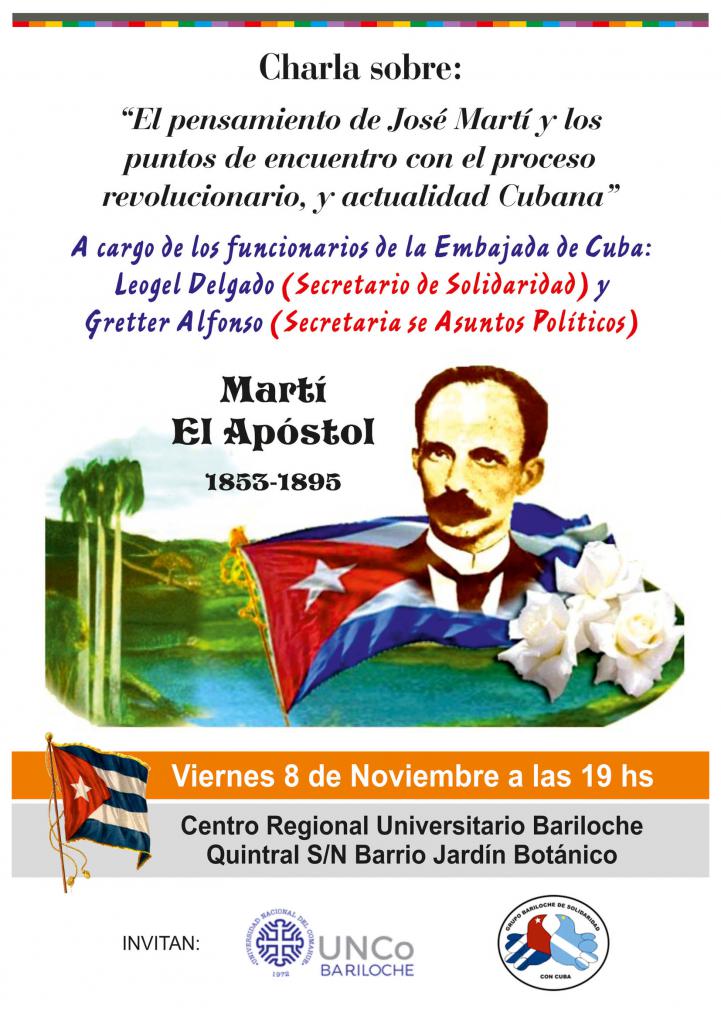 Charla: 'El pensamiento de Jos&eacute; Mart&iacute; y los puntos de encuentro con el proceso revolucionario, y la actualidad cubana'
