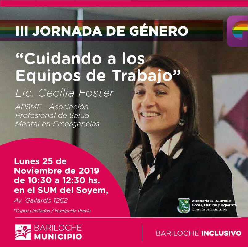 3&ordm; Jornada de G&eacute;nero: Cecilia Foster brindar&aacute; una charla en Bariloche