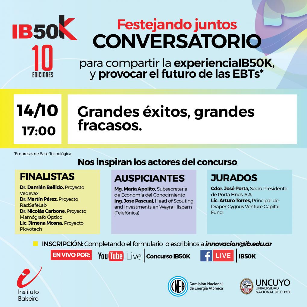 El Instituto Balseiro invita a participar en el tercer conversatorio del concurso IB50K