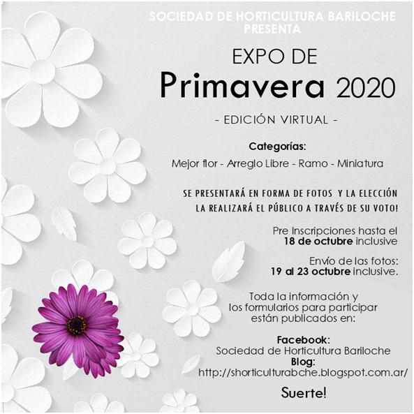 Exposici&oacute;n de Primavera 2020. Edici&oacute;n virtual. Sociedad de Horticultura Bariloche