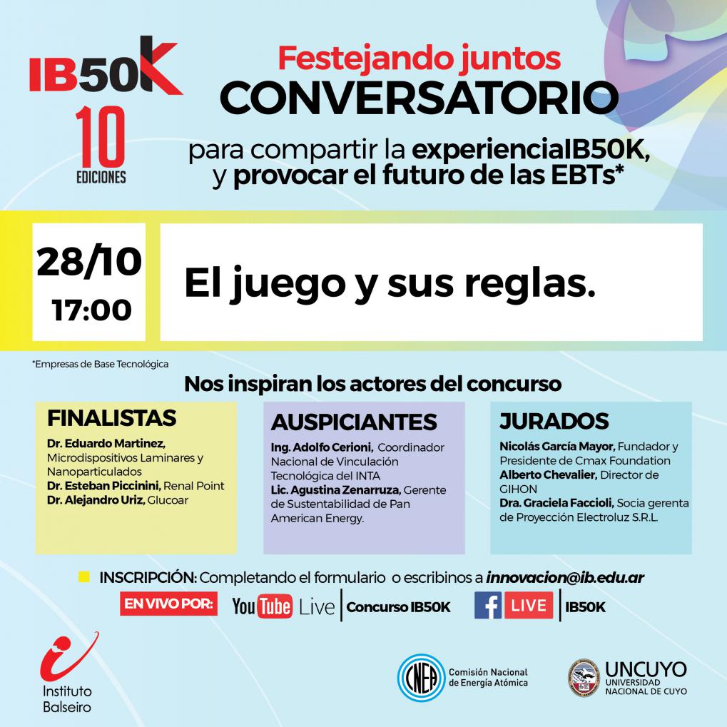 El Instituto Balseiro invita a participar en un nuevo conversatorio del concurso IB50K: "El juego y sus reglas"