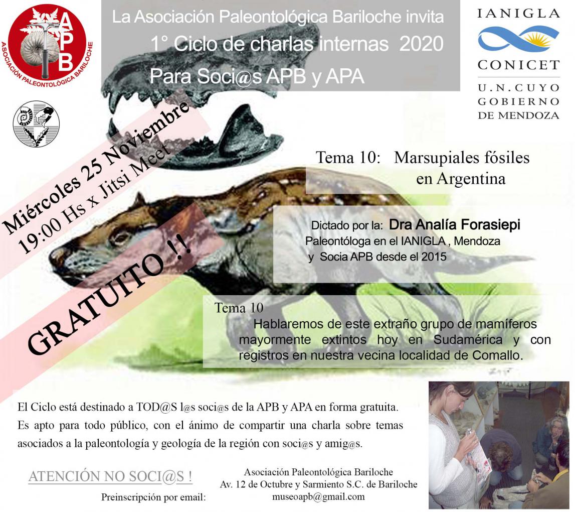 Charla APB Mam&iacute;feros Marsupiales F&oacute;siles