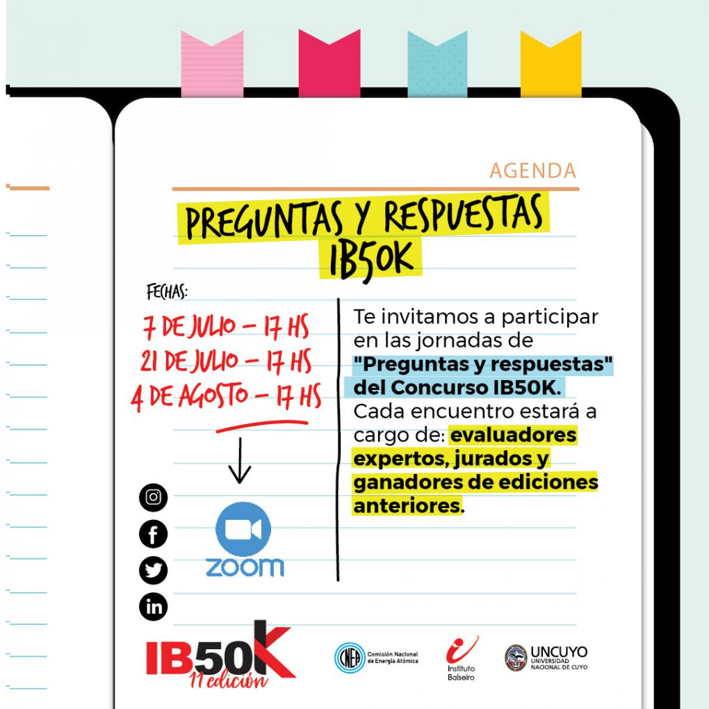 El Balseiro invita a tres jornadas online de "Preguntas y Respuestas" del Concurso IB50K