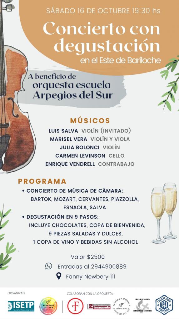 Concierto con degustaci&oacute;n a beneficio, este s&aacute;bado 16 de octubre