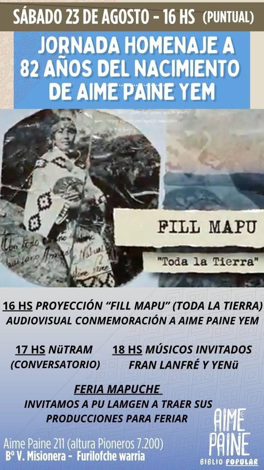 JORNADA HOMENAJE A 82 A&Ntilde;OS DEL NACIMIENTO DE AIME PAINE YEM