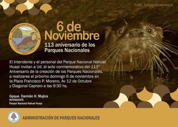 Invitaci&oacute;n al acto conmemorativo del 113&ordm; aniversario de Parques Nacionales
