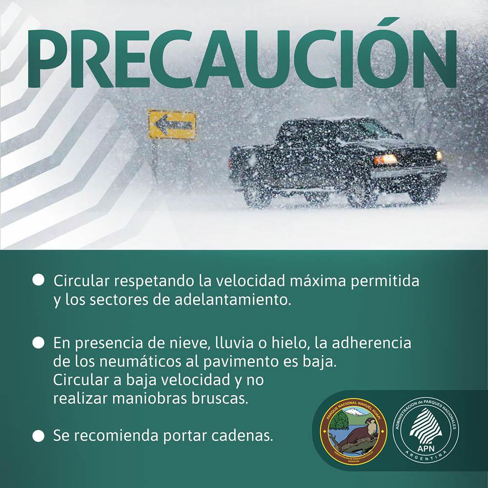 Precauci&oacute;n por intensas nevadas en rutas y caminos del Parque Nacional