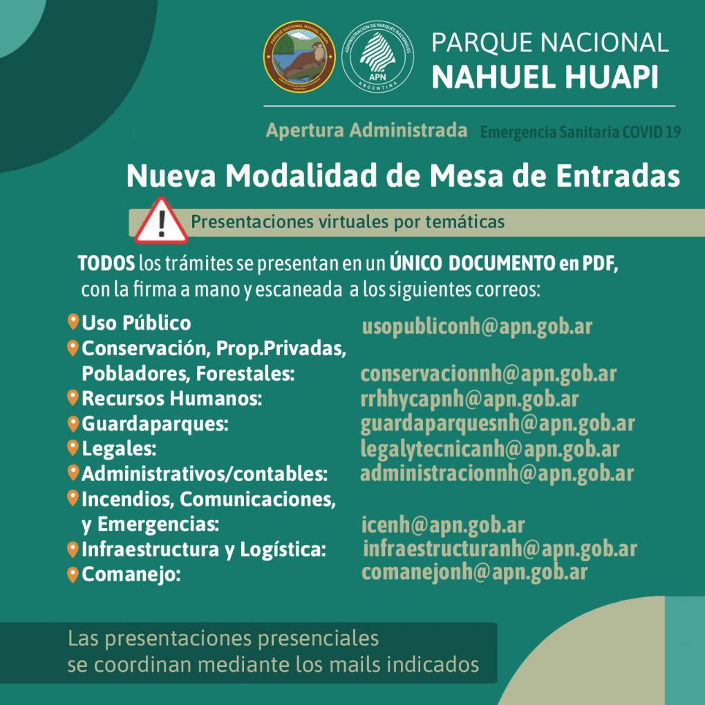 Nueva modalidad para presentar documentaci&oacute;n en la Mesa de Entradas del Parque Nacional Nahuel Huapi