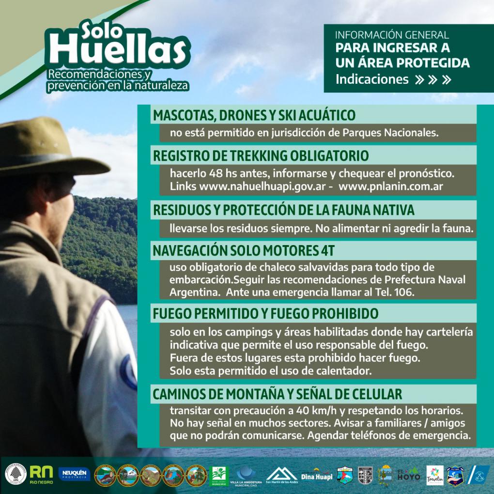 Recomendaciones generales para ingresar a un &aacute;rea protegida - Campa&ntilde;a regional &#147;Solo Huellas. Recomendaciones y cuidados en la naturaleza&#148;