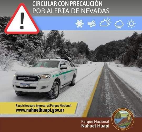 Precauci&oacute;n por intensas nevadas en el Parque Nacional Nahuel Huapi y Parque Nacional Los Arrayanes