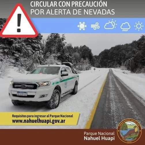 Precauci&oacute;n por nevadas en el Parque Nacional Nahuel Huapi y Parque Nacional Los Arrayanes