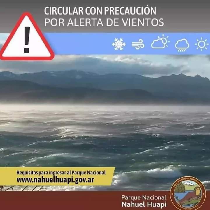 Precauci&oacute;n por fuertes vientos en el Parque Nacional Nahuel Huapi y Parque Nacional Los Arrayanes