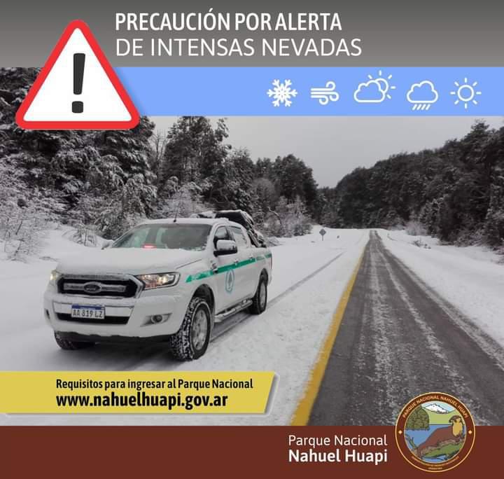 Precauci&oacute;n por fuertes nevadas en el Parque Nacional Nahuel Huapi y Parque Nacional Los Arrayanes