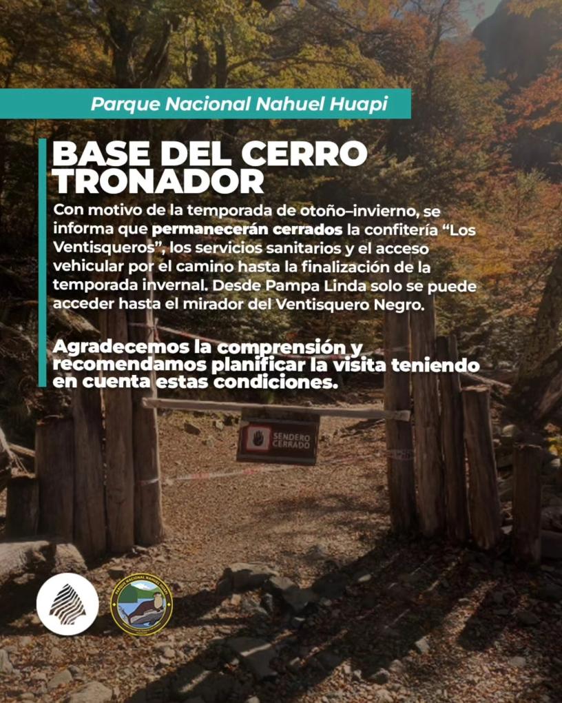 Atenci&oacute;n visitantes y Prestadores de Servicios en la Zona de Tronador