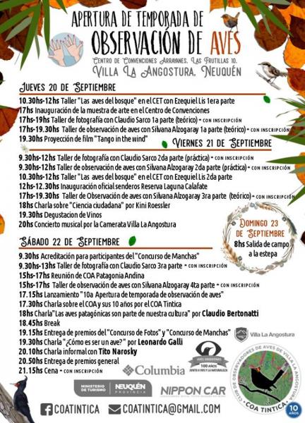 Apertura de temporada de observaci&oacute;n de aves en Villa La Angostura