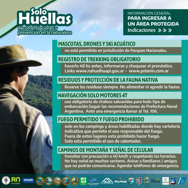 Recomendaciones generales para ingresar a un &aacute;rea protegida - Campa&ntilde;a regional Solo Huellas. Recomendaciones y cuidados en la naturaleza