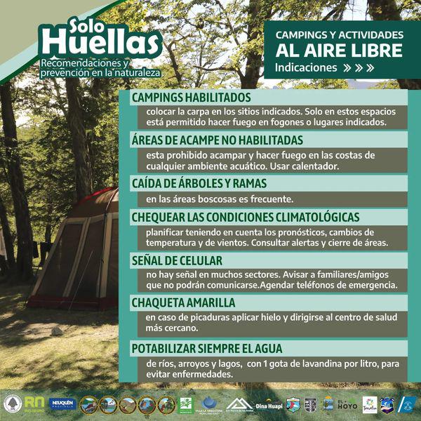 Campa&ntilde;a regional Solo Huellas. Campings y actividades al aire libre.