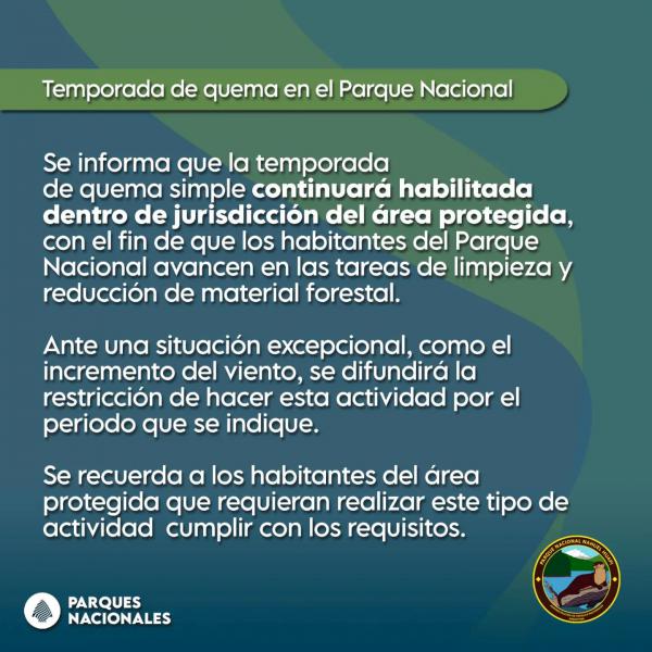 &#8252;&#65039;Contin&uacute;a la temporada de quema dentro del Parque Nacional Nahuel Huapi