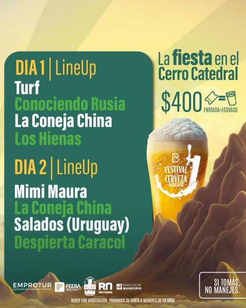 Fiesta cervecera en el Cerro Catedral -  LineUp D&iacute;a 1 