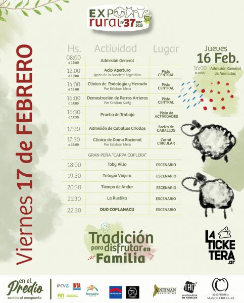 EXPO RURAL 37 programa de actividades viernes 17