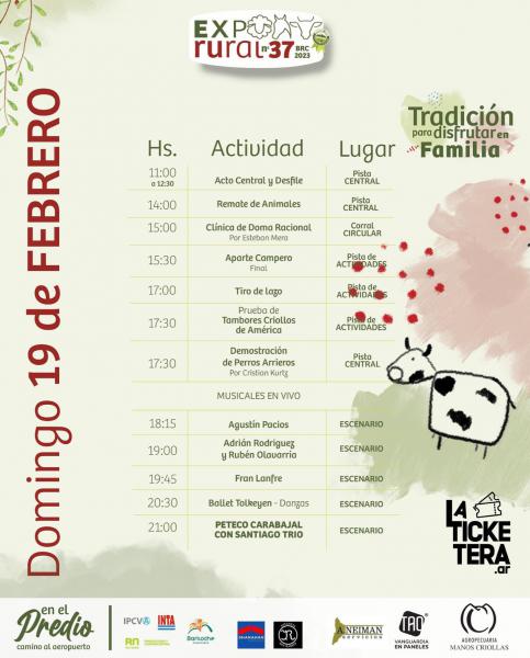 EXPO RURAL 37 programa de actividades Domingo 19