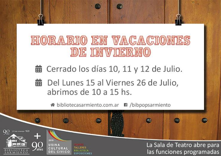 Horarios en vacaciones de invierno