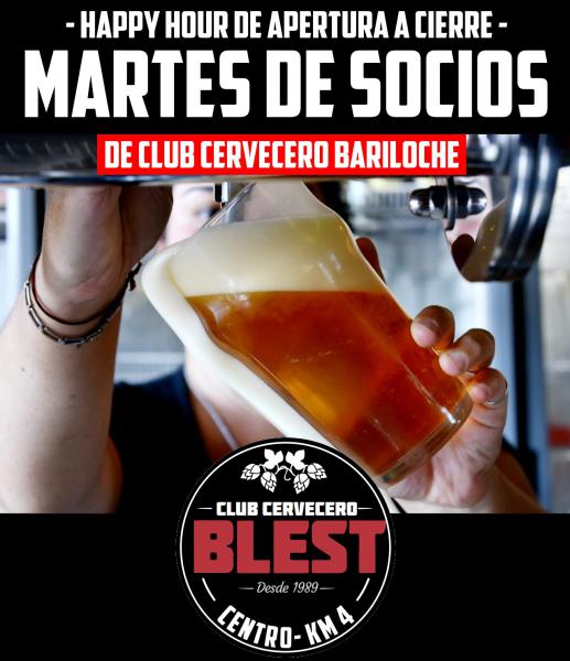 Martes de #HappyHour para socios de Club Cervecero Blest Bariloche