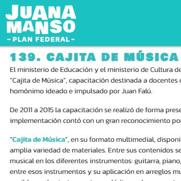 Espacio de formaci&oacute;n - Cajita de m&uacute;sica 2021 - Plan Federal Juana Manso