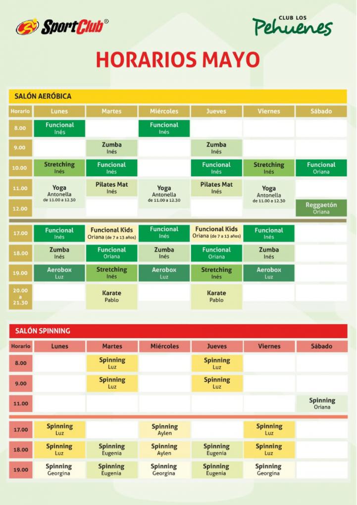 HORARIOS DE MAYO 2022