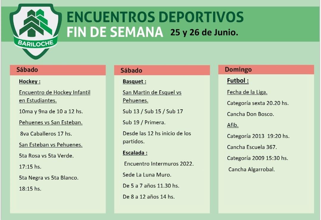 ENCUENTROS DEPORTIVOS 25 y 26 de JUNIO