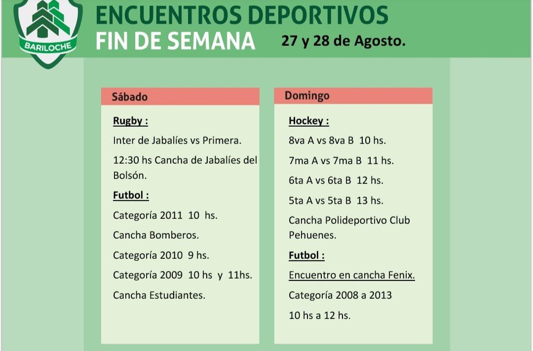 ENCUENTROS DEPORTIVOS 27 y 28 de AGOSTO