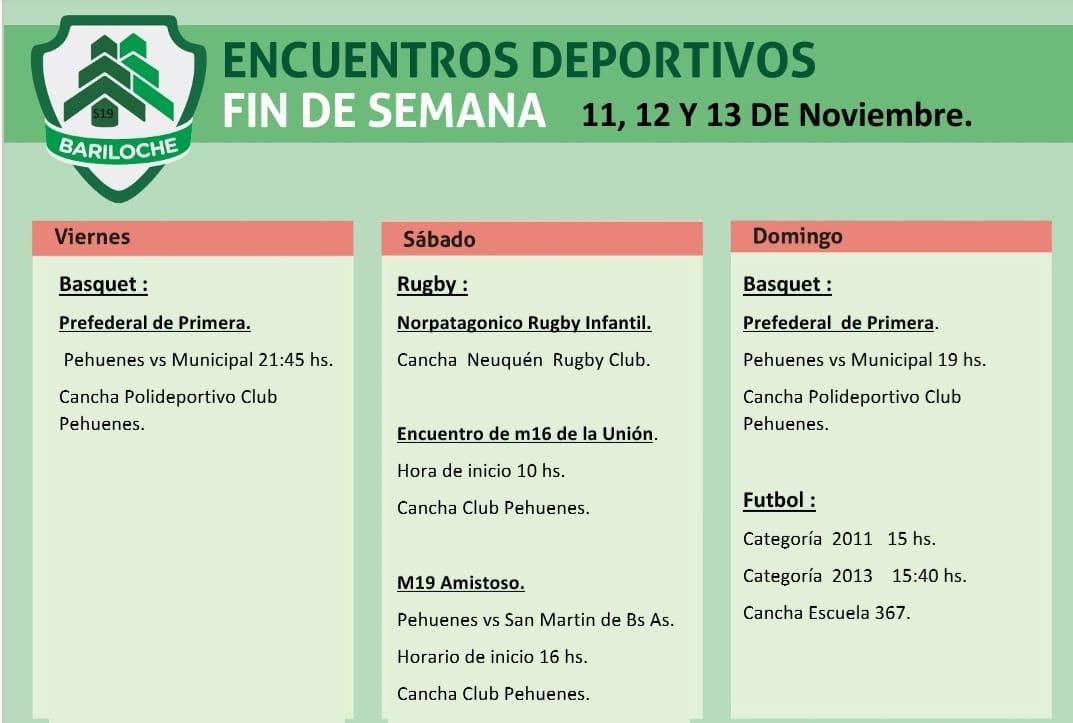 ENCUENTROS DEPORTIVOS 11, 12 y 13 de NOVIEMBRE