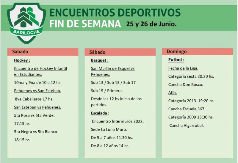 ENCUENTROS DEPORTIVOS 25 y 26 de JUNIO