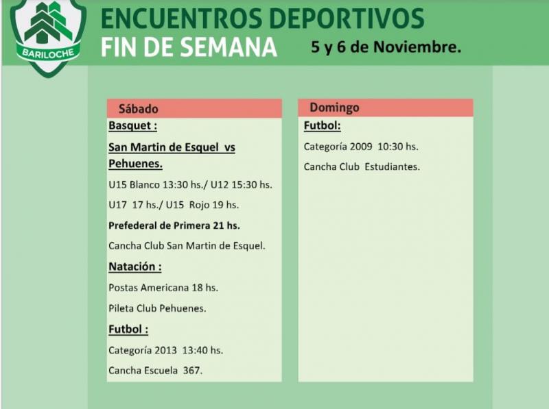 ENCUENTROS DEPORTIVOS 5 y 6 de NOVIEMBRE