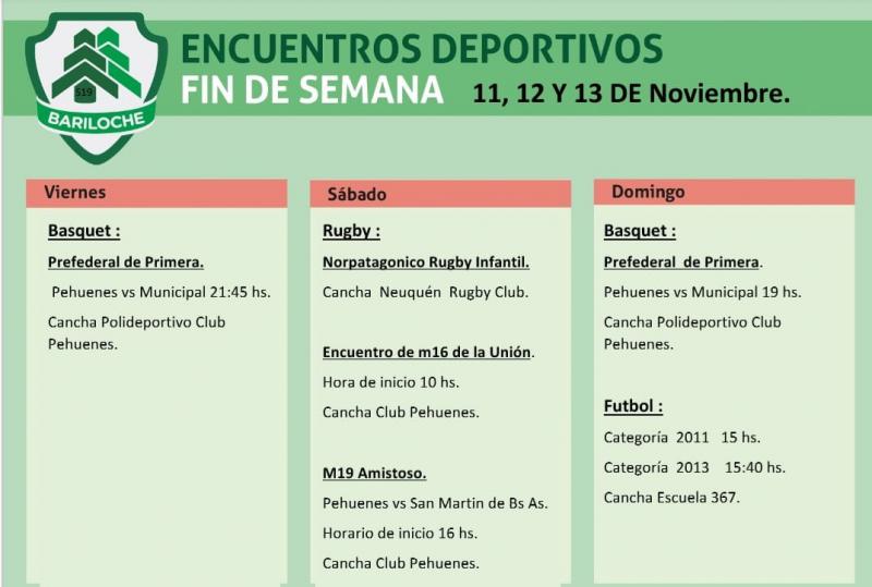 ENCUENTROS DEPORTIVOS 11, 12 y 13 de NOVIEMBRE