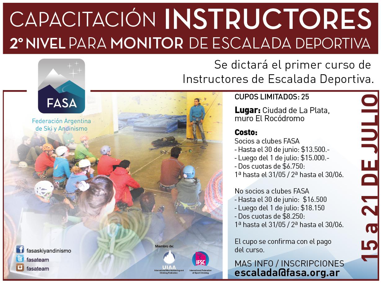 Se inscribe para el primer curso de instructores de Escalada FASA