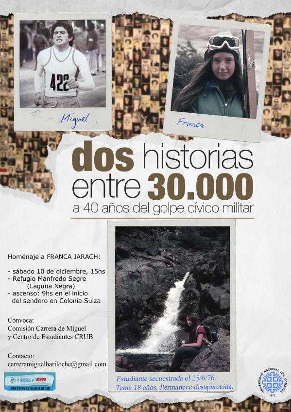 Invitaci&oacute;n a ceremonia en refugio Laguna Negra en homenaje a Franca Jarach